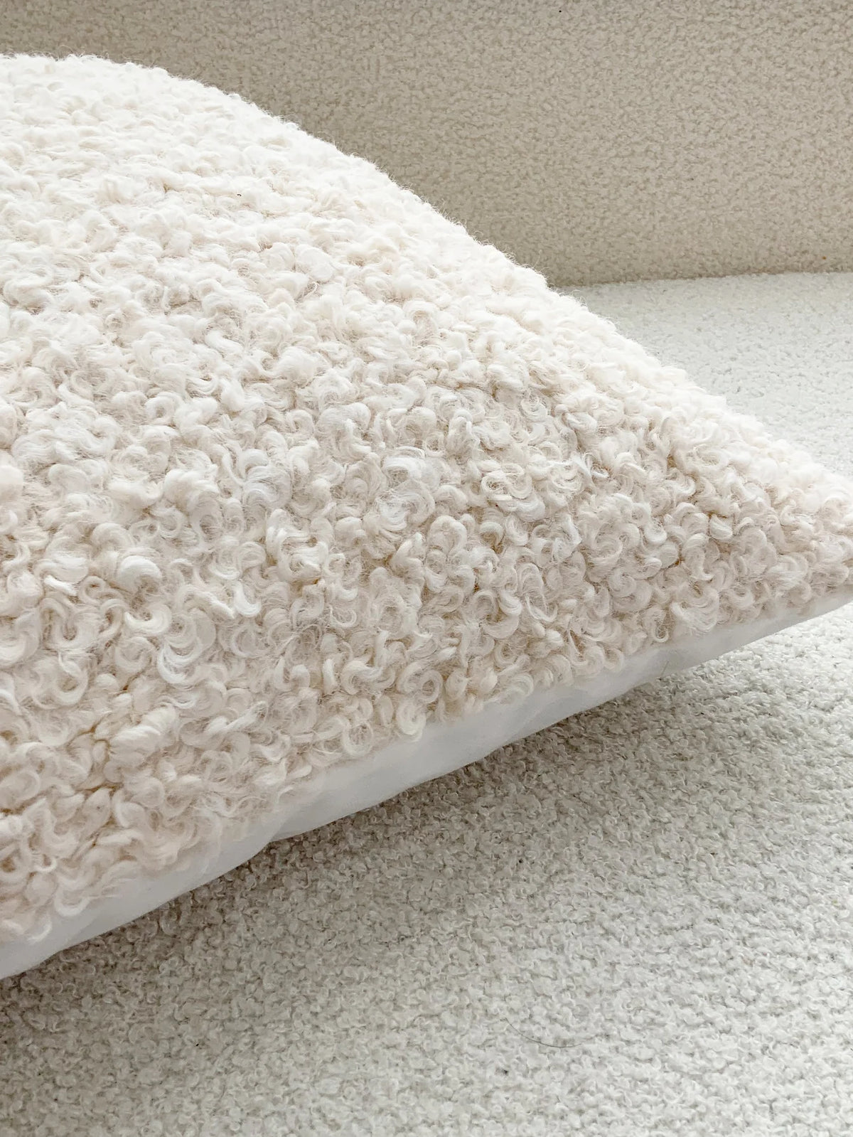 taies d'oreiller solides polyester texture bouclée doux beige clair 30x50cm 45x45cm 50x50cm