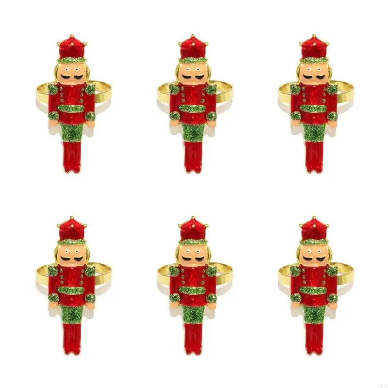 anneaux decoratifs noel soldats pate sucre or rouge vert blanc bleu festive decoration metale