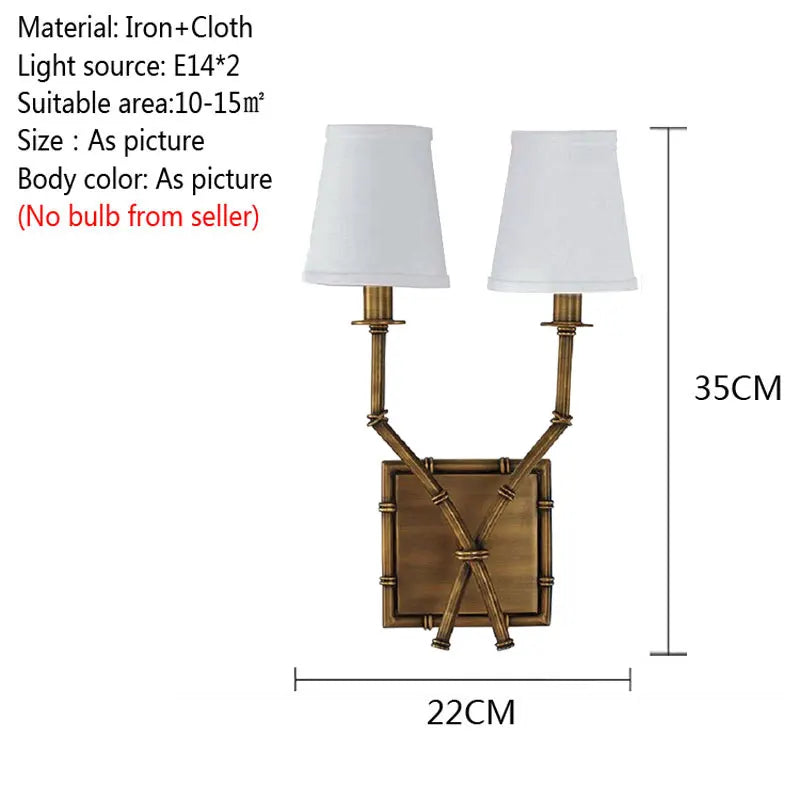 applique murale deux lampes bambou abat jour tissu bronze beige moderne rustique chambre cuisine