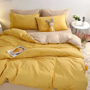 Ensemble de couette jaune moutarde 4 pièces en coton 100% pour lit King Size