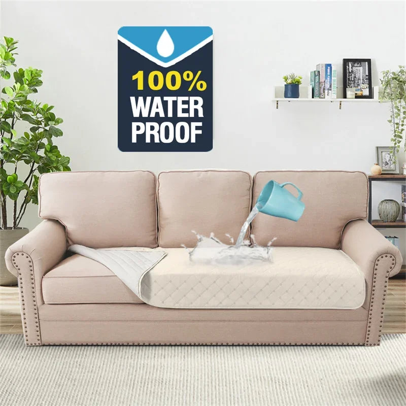 coussin protection canapé imperméable tissu microfibres beige clair quilté moderne lignes diagonales