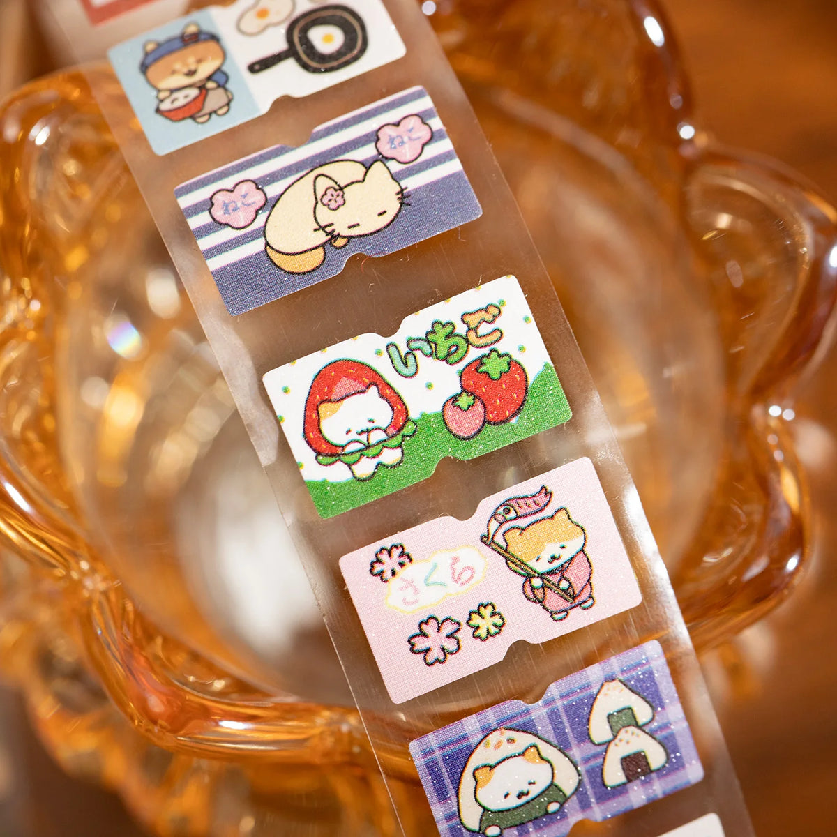 sticker autocollant kawaii dessins animés géométriques multicolores scrapbooking diy journal craft fournitures