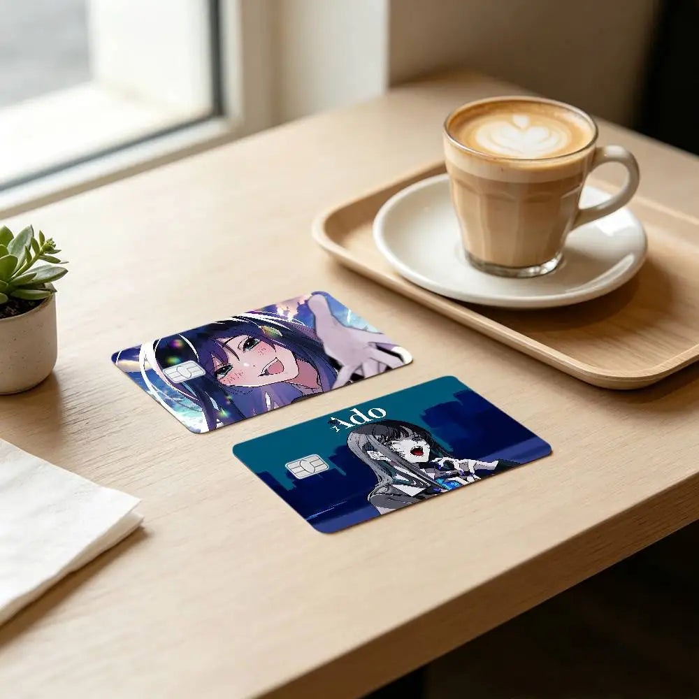 autocollants protection cartes credit dessin anime personnalisables adhésifs modernes bleu noir violet