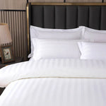 housse couette coton égyptien 100 blanc rayures horizontales classique opaques 400 fils lit adulte