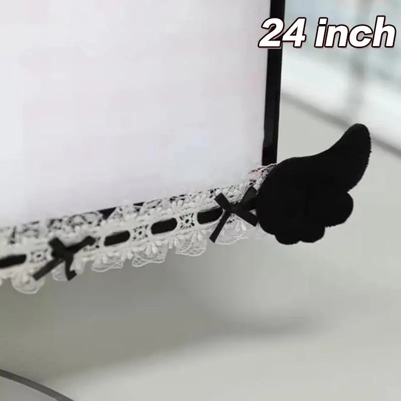 cache moniteur décoratif dentelle noeuds féminin adhésif noir blanc rose