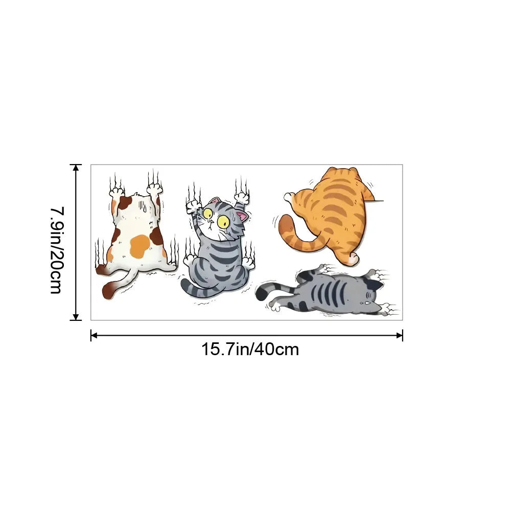 autocollants muraux chat cartoon résistants eau salle bain salon gris orange blanc