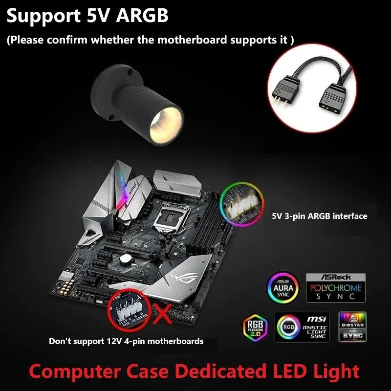 Spot LED ARGB noir moderne 3W 5V 3pin header câble inclusion minimaliste