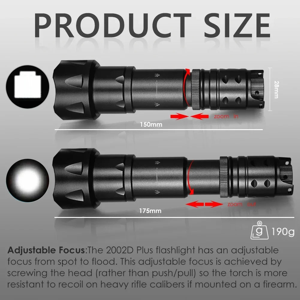torche noire led rechargeable zoom vision nocturne 5w 940nm 850nm usb