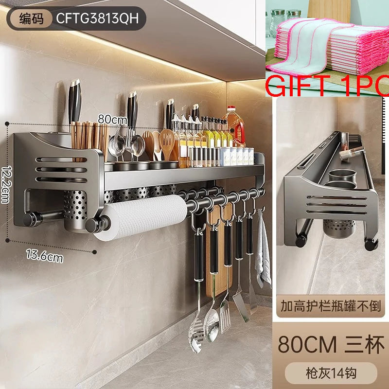 étagère murale multifonction imperméable pvc argentée moderne porte baguettes couteaux cuillères gobelets verres tasses