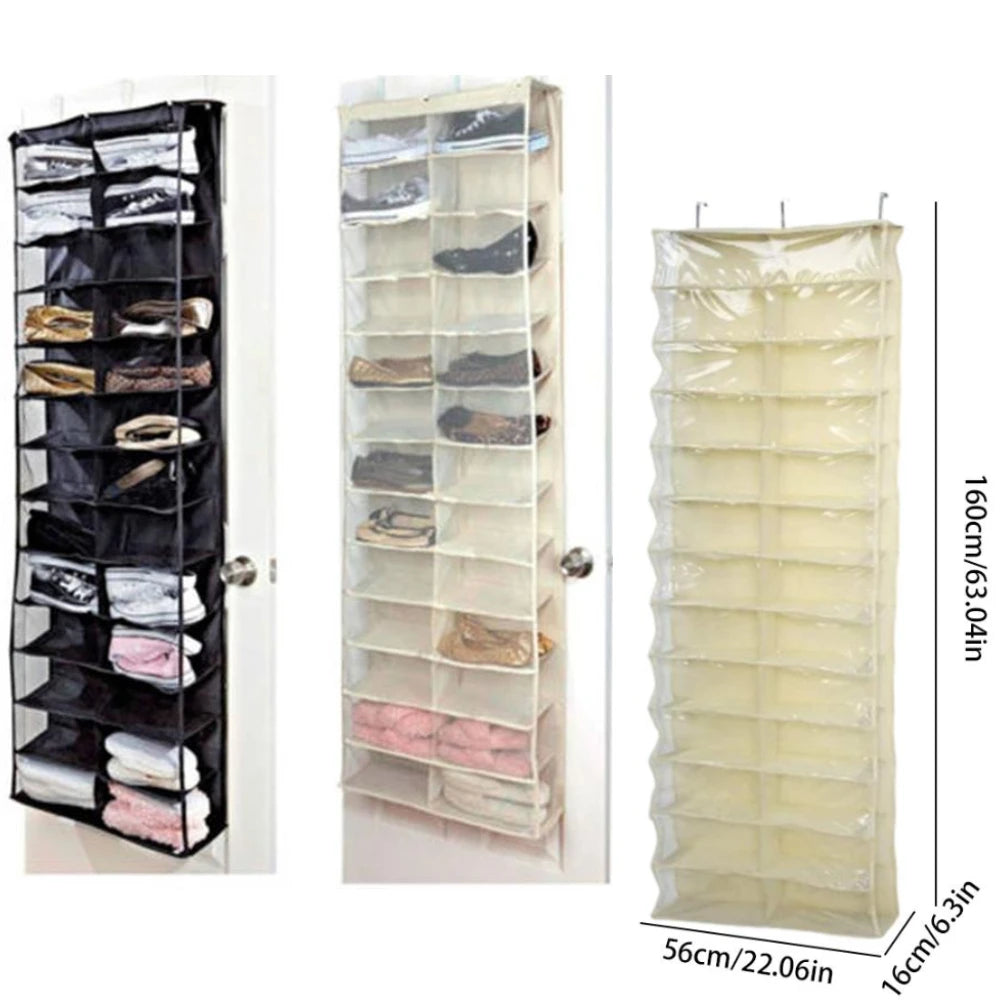 sac rangement suspendu transparent moderne 12 compartiments noir beige clair