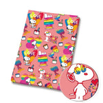 étiquettes snoopy dessin animé rose bleu vert marron peinture sport hiver chasse coton polyester