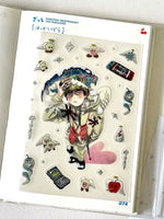 sticker multicolore personnages animaux motifs floraux art japonais diy scrapbooking illustrations fantaisistes