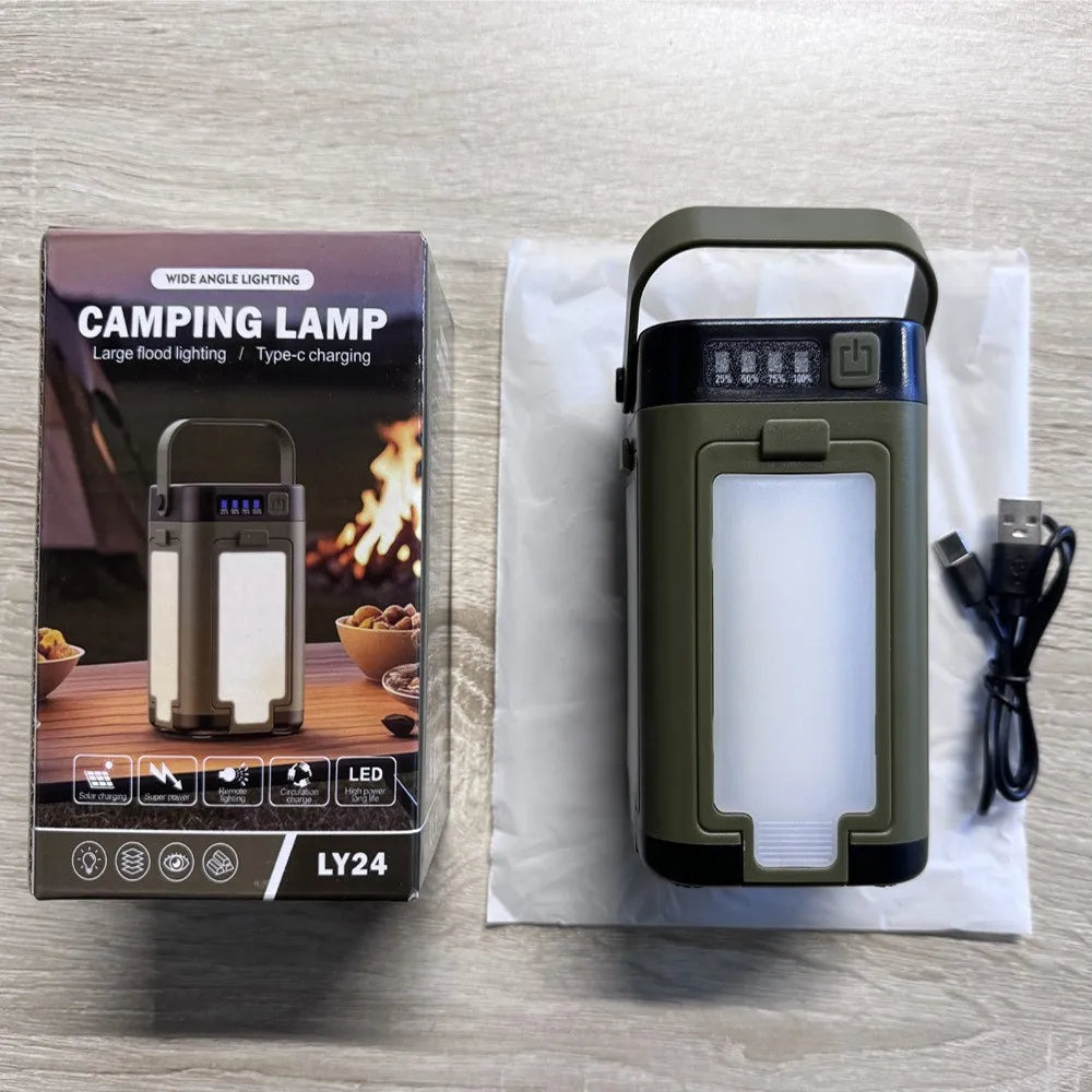 lampe camping vert olive moderne panneau solaire interrupteur indicateur charge led type