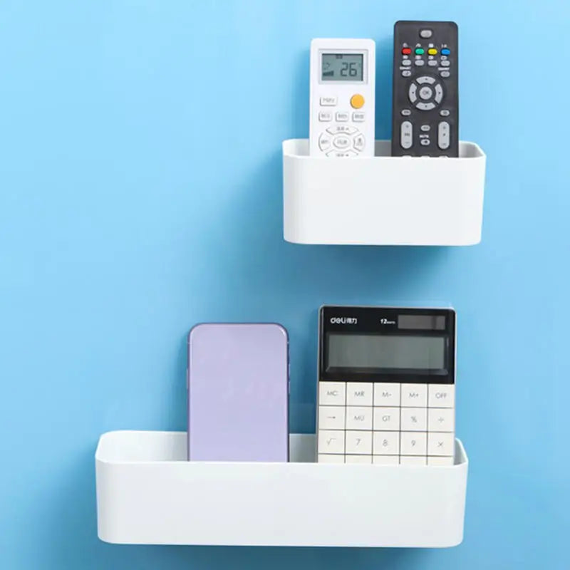 boîtes rangement murales adhésives modernes plastique blanc gris salle bain respectueuses environnement