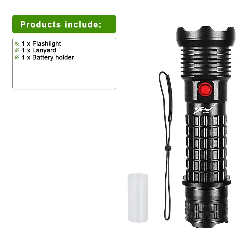 torche lampe poche plongée plombeuse 9900 lumens led noire texturée résistante rechargeable