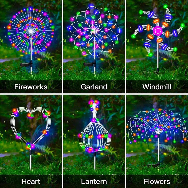 décorations solaires multicolores feu d'artifice clips modernes extérieures led étanches jardinées clips câbles connecteurs