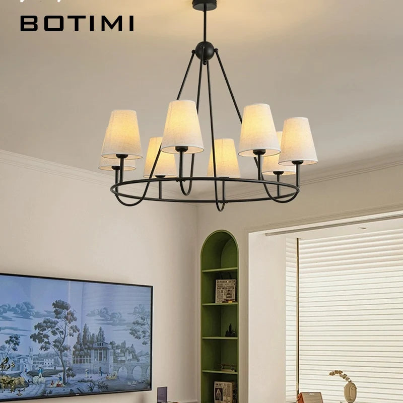 suspension lumineuse moderne tissu beige noir interrupteur bouton éclairage led encastré