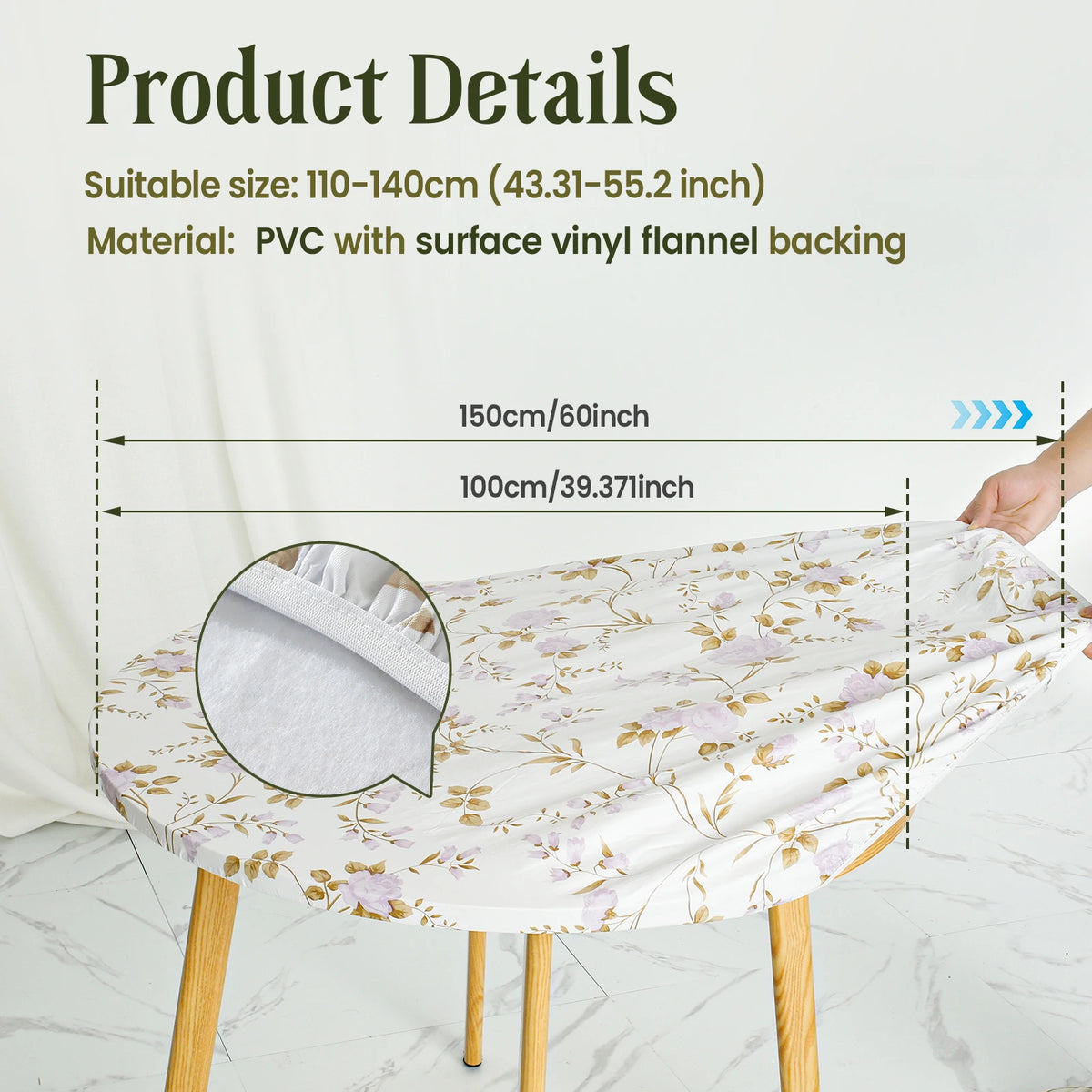nappe table classique fleur imprimée imperméable l'huile blanc rose vert beige