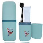 boite rangement salle bain brosse dents peigne motif papillon bleu