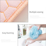 brosse bain moderne gant serviette bleu texture hexagonale set bain trois pièces