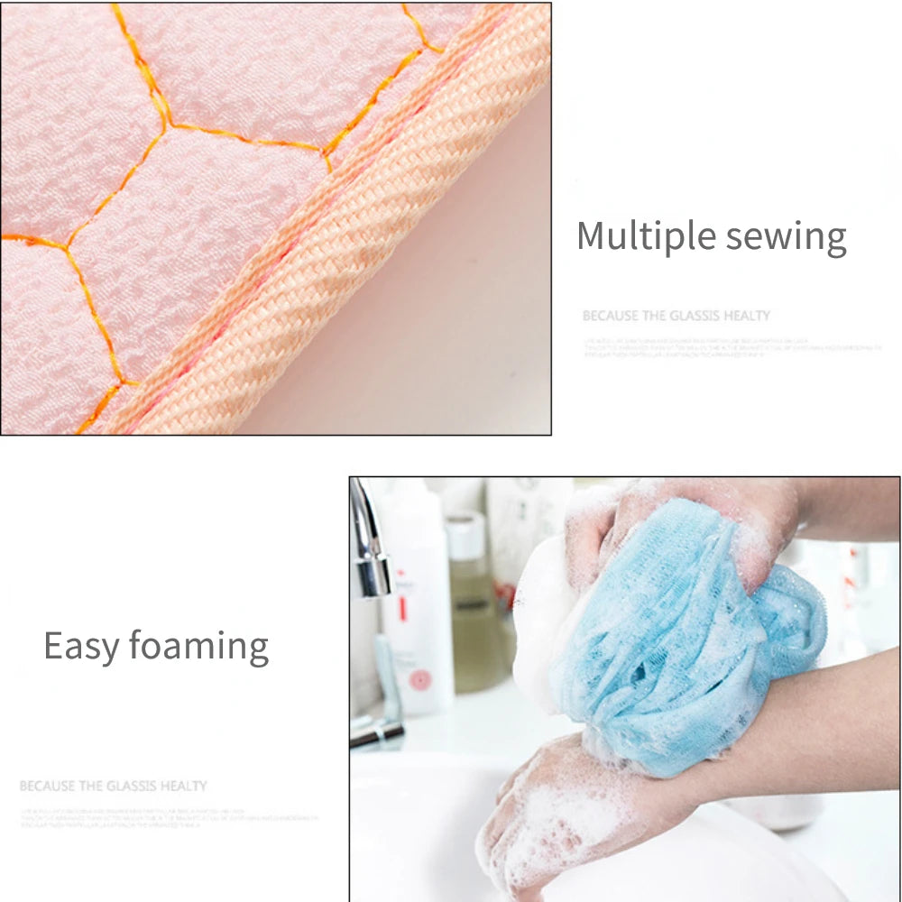 brosse bain moderne gant serviette bleu texture hexagonale set bain trois pièces