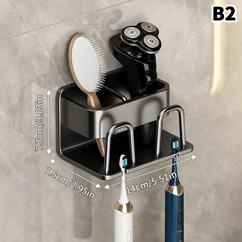 porte brosses dents argenté bleu blanc moderne crème brosse toilette rasoir électrique maquillage tasse