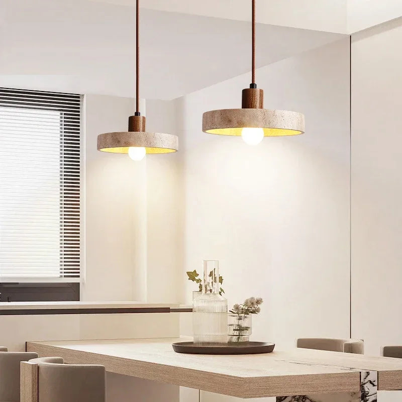 suspension lumineuse pierre gris moderne câble suspendu 3000K 6000K bois foncé