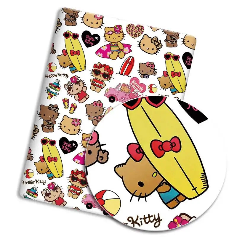 serviettes hello kitty motif coeurs ballons coton polyester résistant blanc rose vert jaune