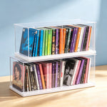 boîte rangement disques transparente moderne acrylique réutilisable plateau blanc minimaliste