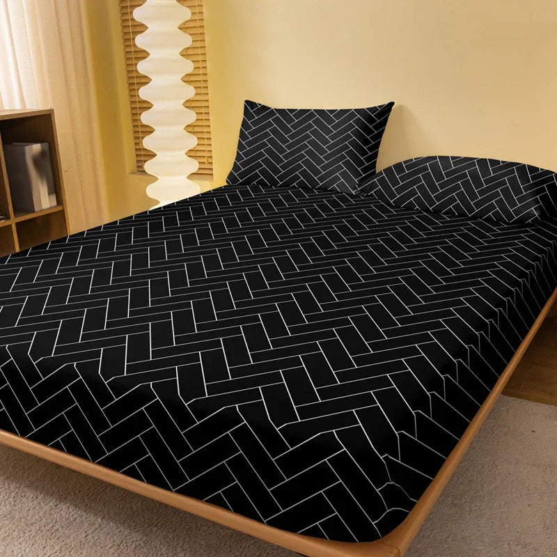 drap plat rayures diagonales noir blanc moderne taille diverses chambre coucher maison