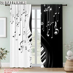 rideau noir blanc notes musicales piano moderne graphique décoration mur opaque polyester pièces