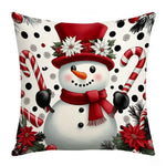 coussin décoratif noël carreaux rouge blanc flocon neige bonhomme neige guirlande sapin 45cm 45cm