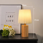 lampe table moderne abat jour plissé bois brun veilleuse usb led chaleur ambiance chambre
