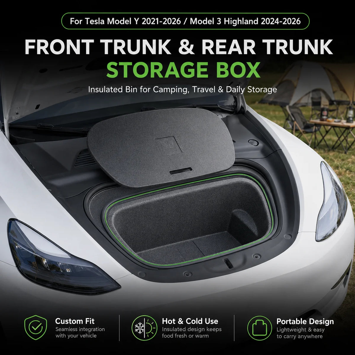 boîte rangement voiture isotherme noire epp pratique moderne compartiments amovible camping voyage