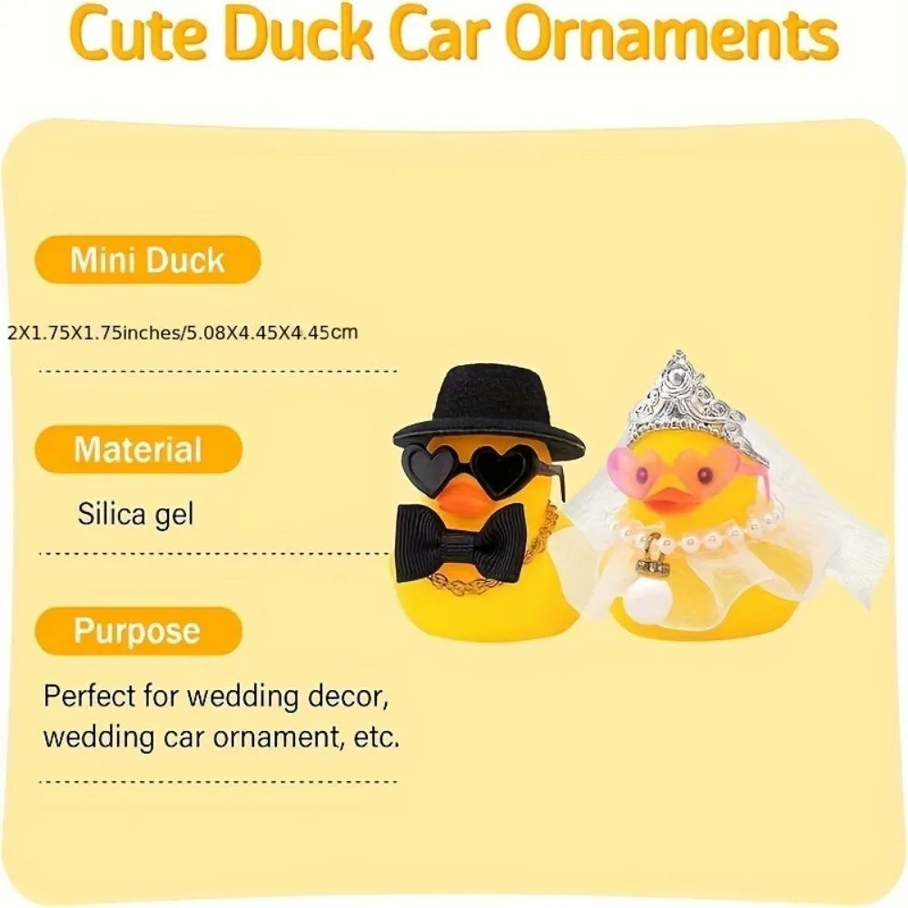canards caoutchouc mariage chapeau haut forme voile lunettes décoration festive argenté rose