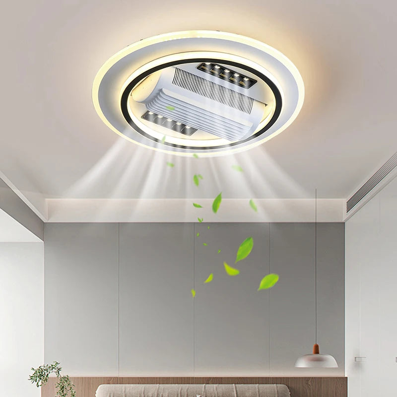 ventilateur led moderne télécommande blanc noir grille ventilation chambre salon