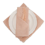 lot serviettes table coton rose franges ruban décorations mariage fête table rustique moderne
