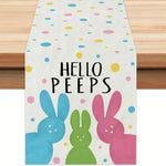 table pâques lapins fleurs happy easter multicolore rectangulaire festive imperméable polyester déco festive
