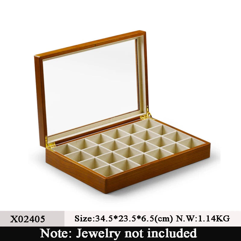 boîte bijoux bois marron clair grille compartiments collier bracelets cadeau anniversaire classique adhésif
