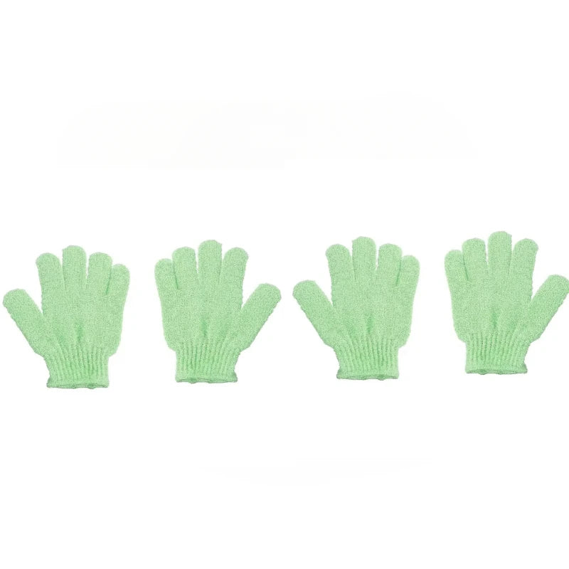 gants bain exfoliants doux microfibre violet rose jaune bleu vert