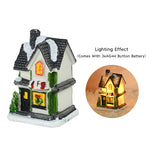 décorations noël miniatures maison bois naturel rustique vintage porte fenêtre led