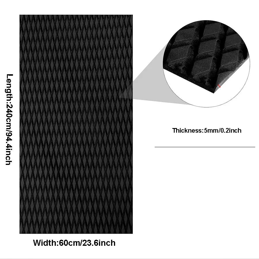 tapis antidérapant noir rhombus moderne adhésif surf bateau yacht 240cm 60cm océan traction mousseeva
