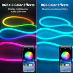 ruban led flexible multicolore rayures horizontales moderne télécommande application musique clips