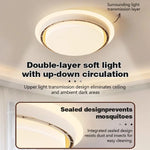 lampe ventilateur sans pales invisible télécommande led moderne blanc brun noyer imitation bois fixations