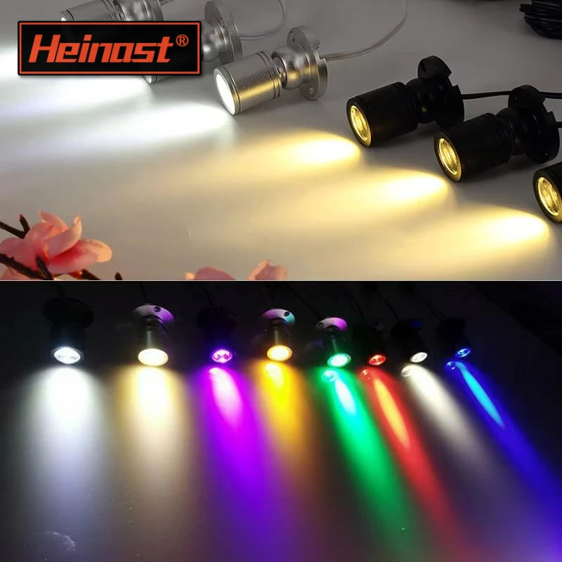 projecteur led usb alimenté câble switch rotatif angle moderne compact variateur couleurs multiples bijouterie