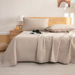 couvre lit coton gris clair blanc rose pâle rayures verticales moderne antibactérien confortable