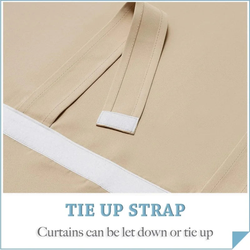 rideaux porte beige tissu texturé nouable adhésif décoration isolation thermique machine lavable