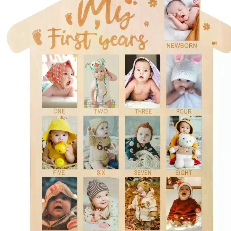 cadre photo mural bois motif floral anniversaire bébé simple élégant my first years papillons