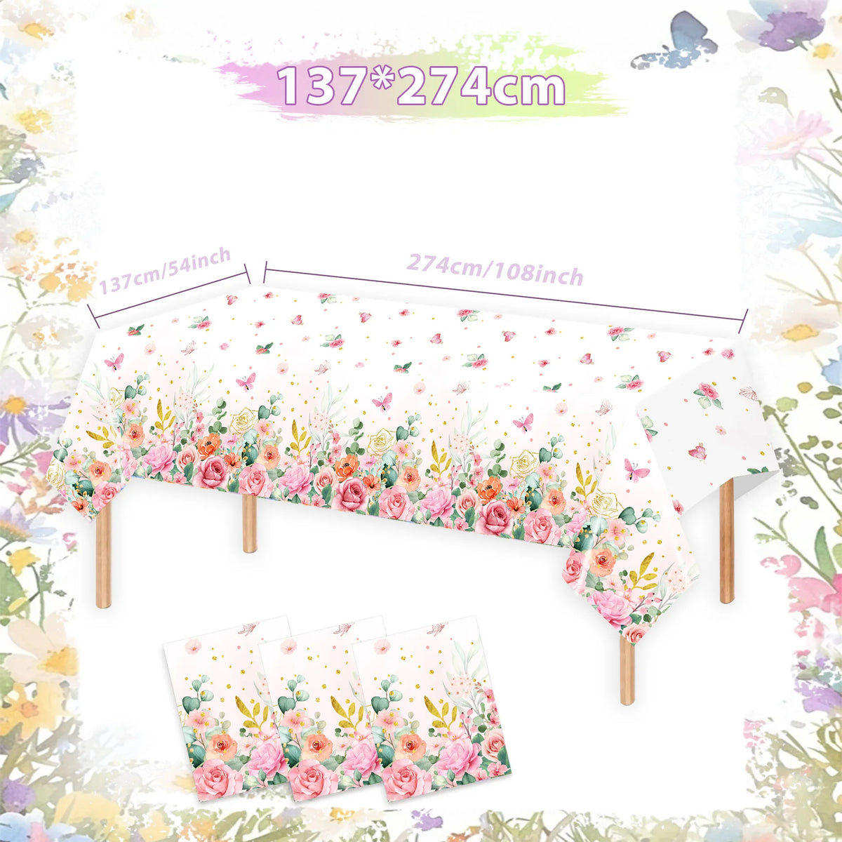 décoration fête anniversaire enfants guirlande happy birthday assiettes serviettes gâteau tasses bonbons floral papillons