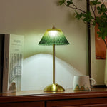 lampe table classique or tissu vert franges ambre opacité tactile rechargeable chambre coucher ambiance